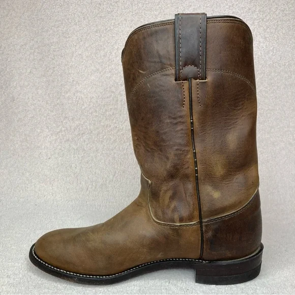 Justin Leather Western Cowboy Roper Boots Women’s 7.5 Brown Southwestern Rodeo - Picture 9 of 14